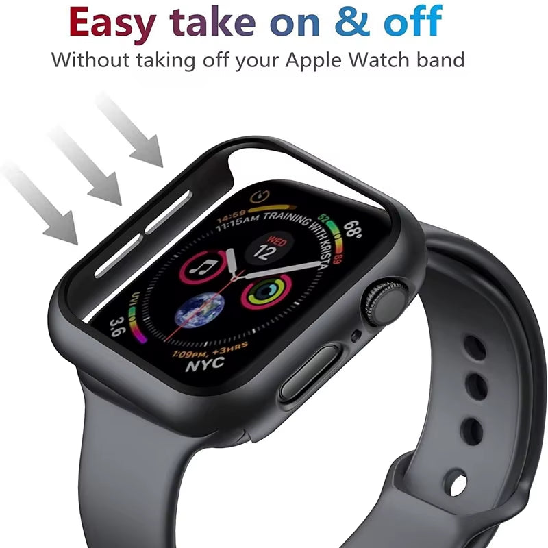 Glass+Cover for Apple Watch Case 9 8 7 6 SE 5 Iwatch Accessorie Screen Protector Apple Watch Serie 44Mm 40Mm 41Mm 45Mm 42Mm 38Mm
